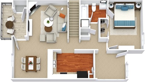 Floor plan for 2 beds, 2 baths, 1320 sqft
